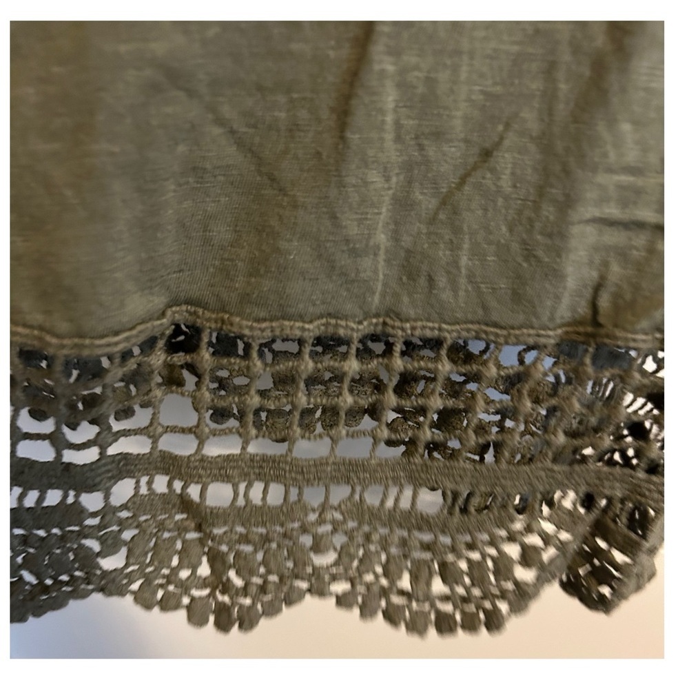 GEORGE Olive Green Crochet Hem Tank Top Cotton Modal Sz XS Boho Festival Summer - Picture 14 of 16